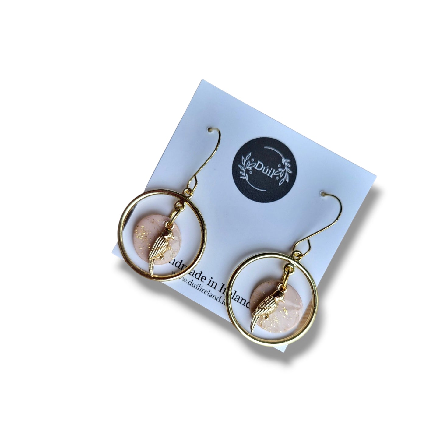 Dúil Beige and Gold Bird earrings
