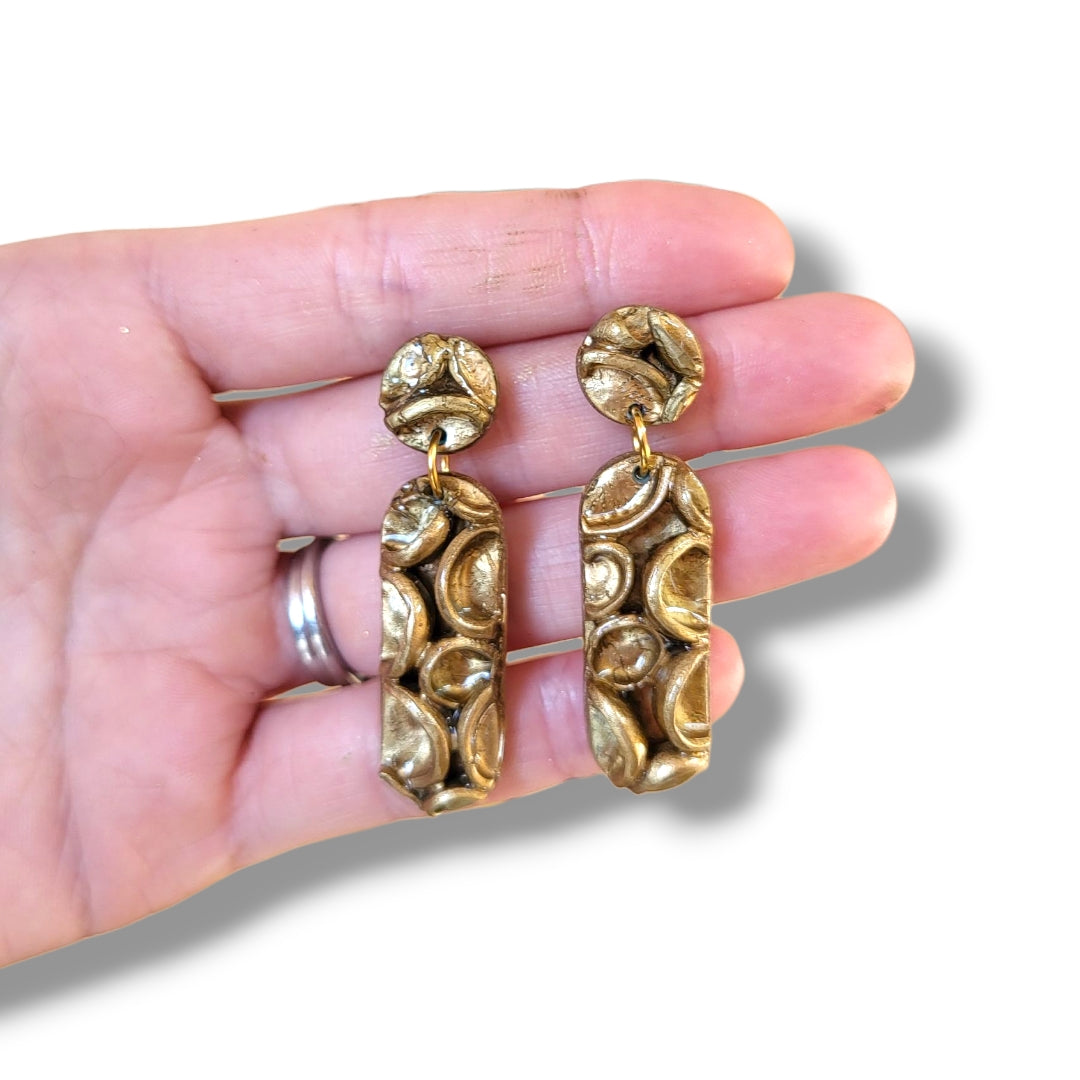 Gold Textured Dangle Earrings