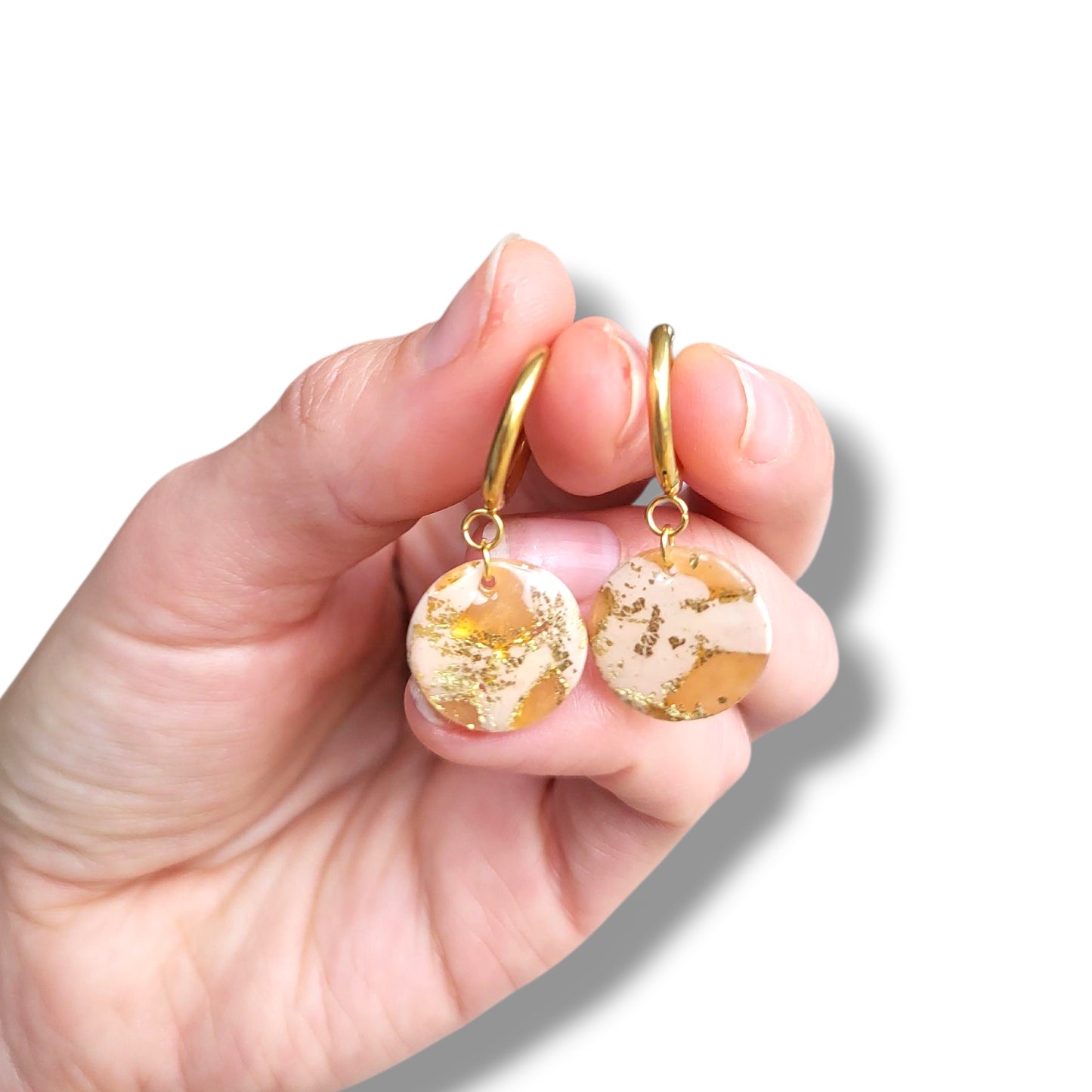 Dúil Lightweight Huggie Hoop Drop Earrings, Gold & Neutral Tones