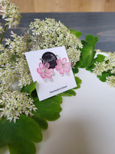 Load image into Gallery viewer, Pink frosted flower hook earrings - Dúil
