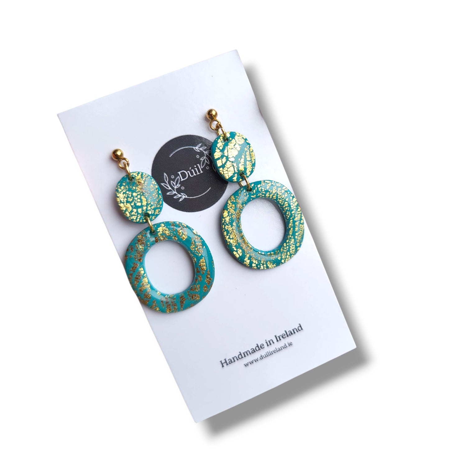 Dúil Golden Days Peppemint & Gold Crackle Dangle Earrings