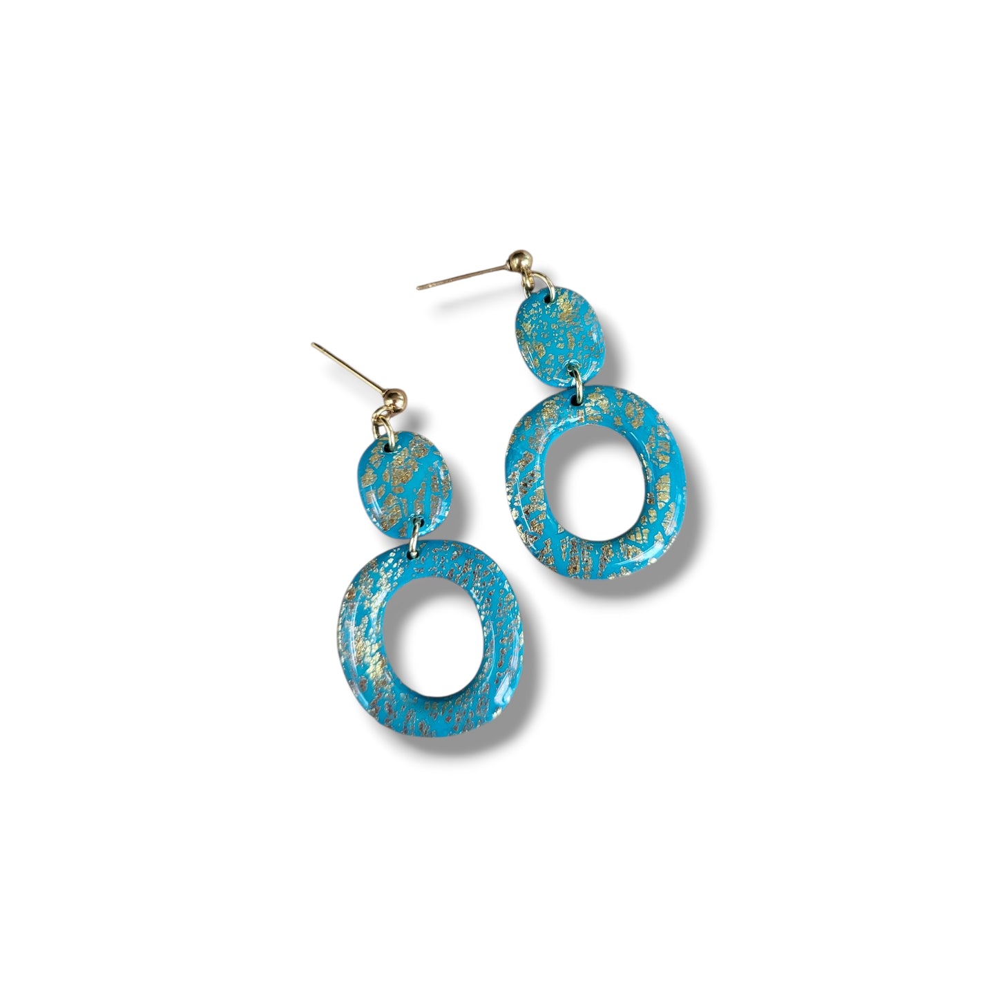 Dúil Golden Days Peppemint & Gold Crackle Dangle Earrings