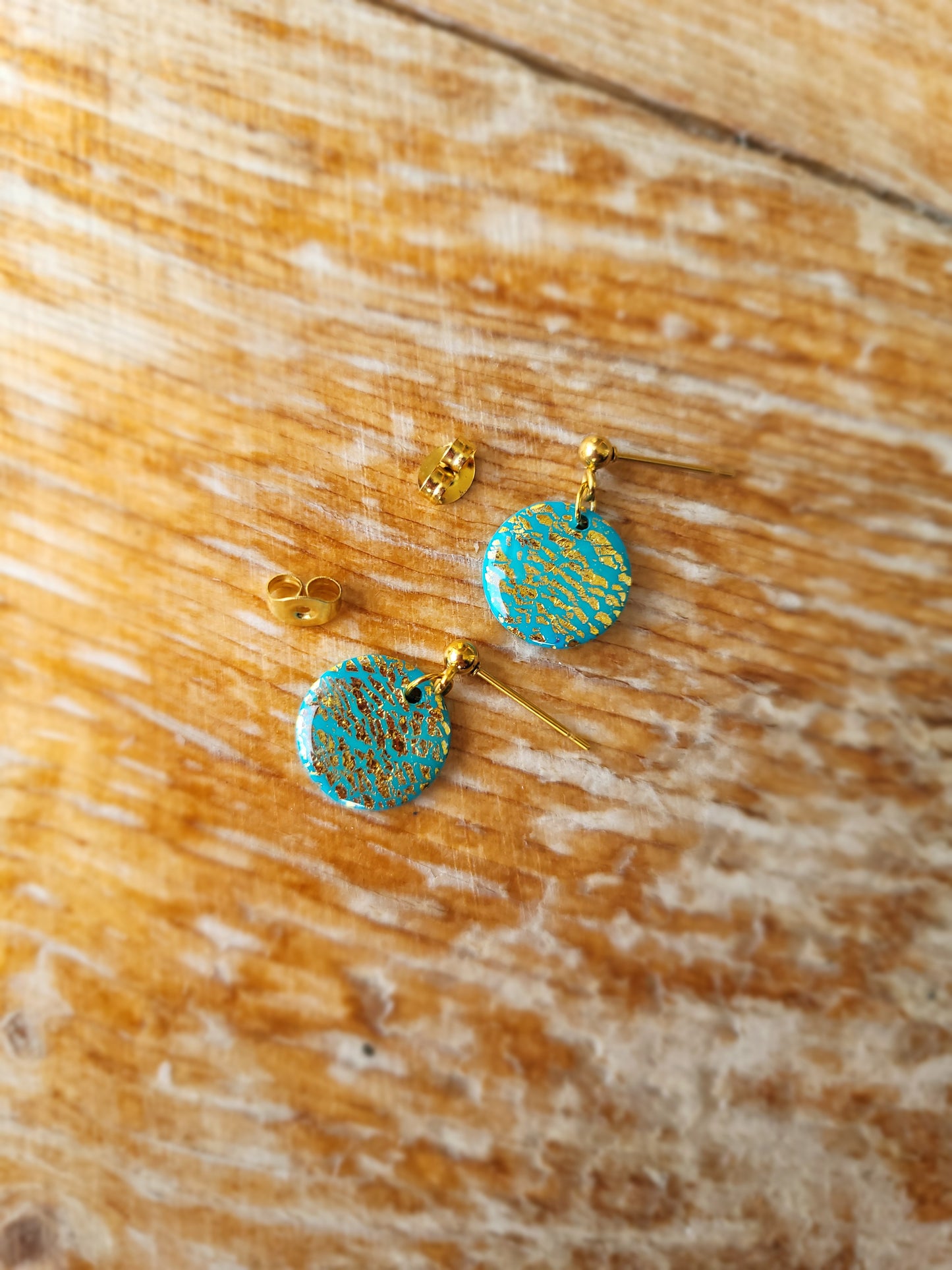 Peppermint Crackle Dainty Dangle Earrings