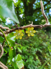 Load image into Gallery viewer, Yellow frosted flower hook dangle earrings - Dúil
