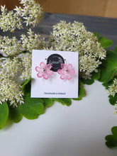 Load image into Gallery viewer, Pink frosted flower hook earrings - Dúil

