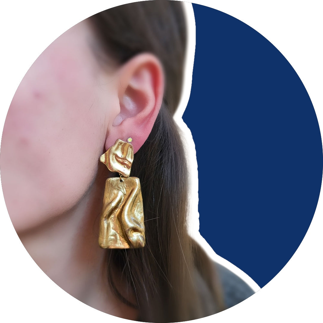 Draped Gold Statement Earrings