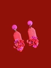 Load image into Gallery viewer, Red &amp; Pink Bloom Dangle Earrings - Dúil
