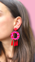Load image into Gallery viewer, &#39;Emma&#39; Red &amp; Pink Dangle Earrings - Dúil
