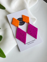 Load image into Gallery viewer, Dúil - Cliodhna Orange &amp; Magenta statement dangling earrings - Dúil
