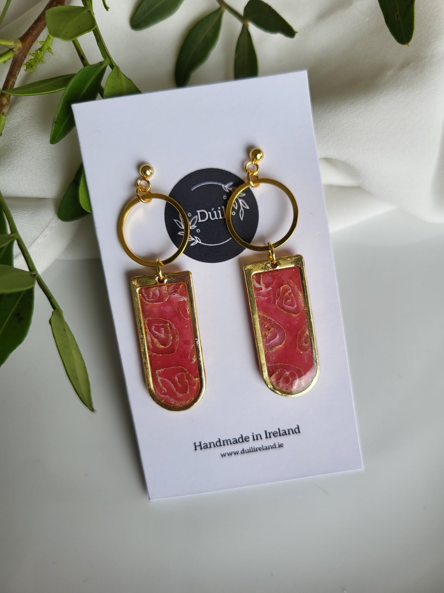 Sammy Gold and dusty pink dangle earrings - Dúil