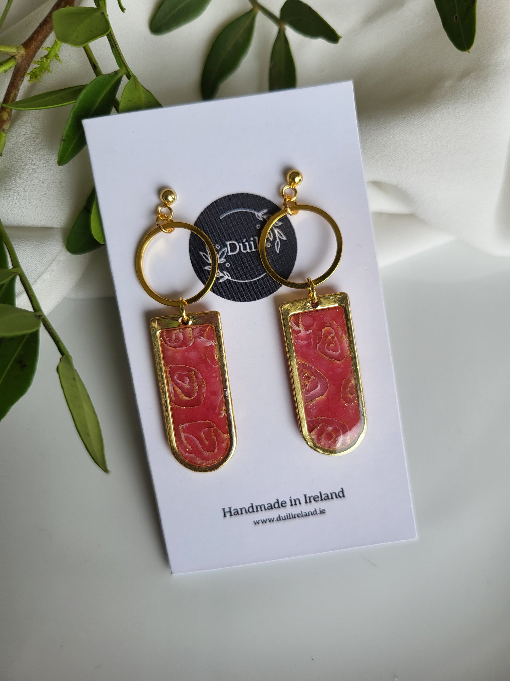 Sammy Gold and dusty pink dangle earrings - Dúil
