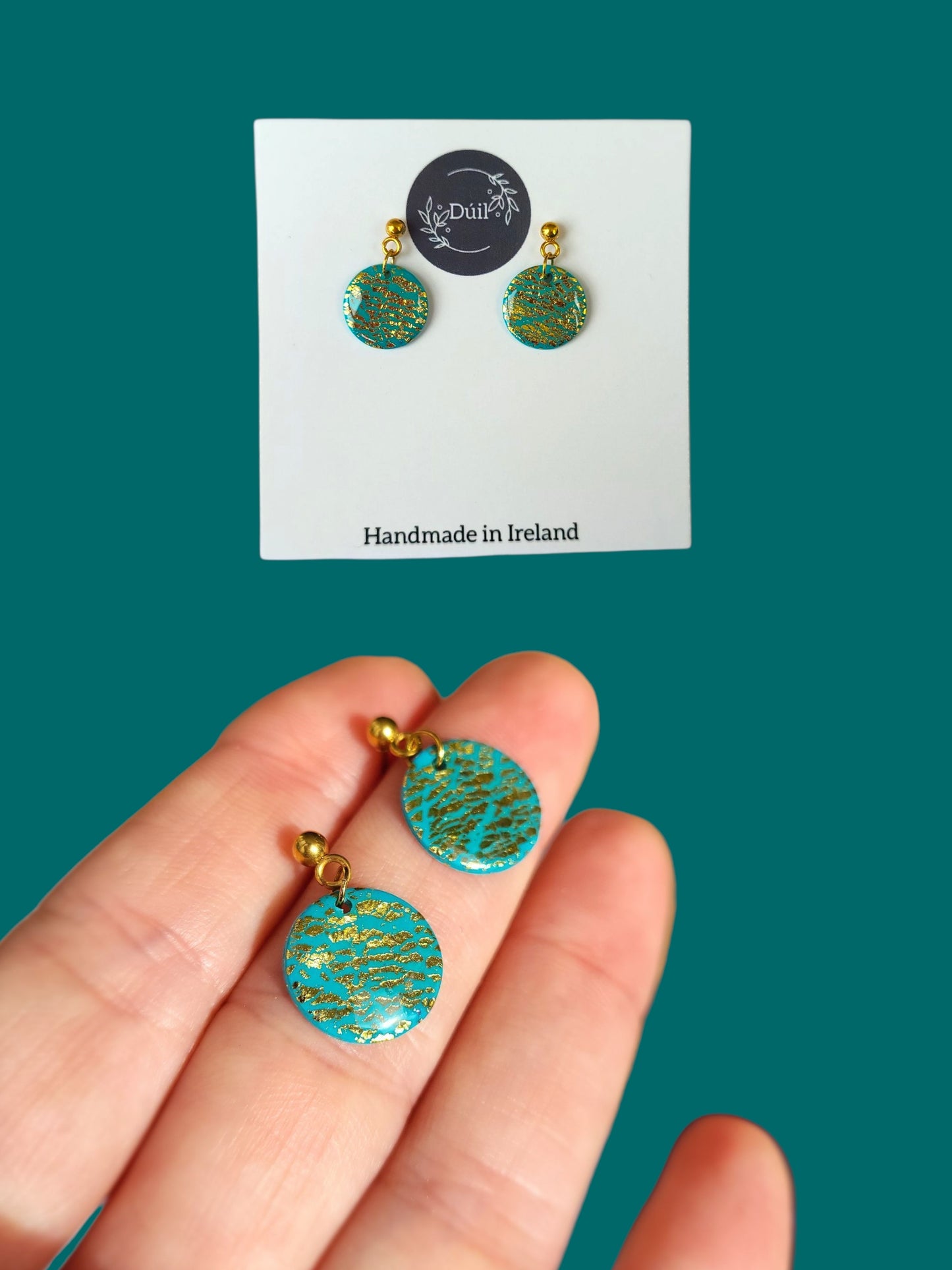 Peppermint Crackle Dainty Dangle Earrings