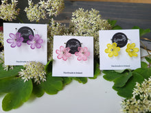 Load image into Gallery viewer, Yellow frosted flower hook dangle earrings - Dúil
