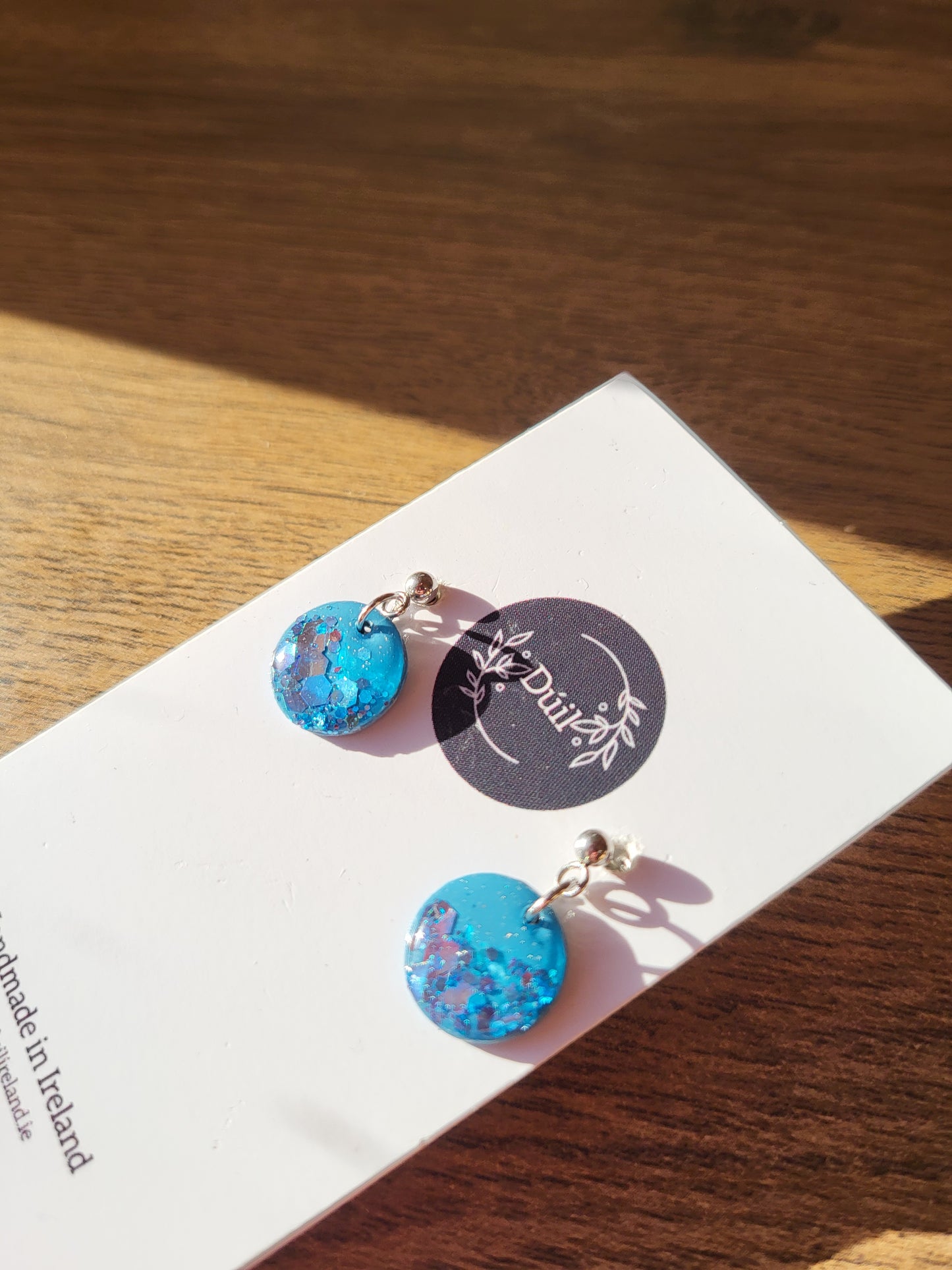 Blue Shimmer Dainty Dangle Earrings with Silver posts