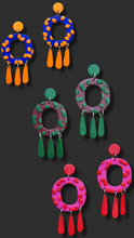 Load image into Gallery viewer, &#39;Emma&#39; Maroon and Green Dangle Earrings - Dúil
