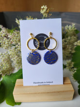 Load image into Gallery viewer, Nicole crackle gold on blue dangle earrings - Dúil

