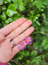 Load image into Gallery viewer, Purple frosted flower dangle drop earrings - Dúil
