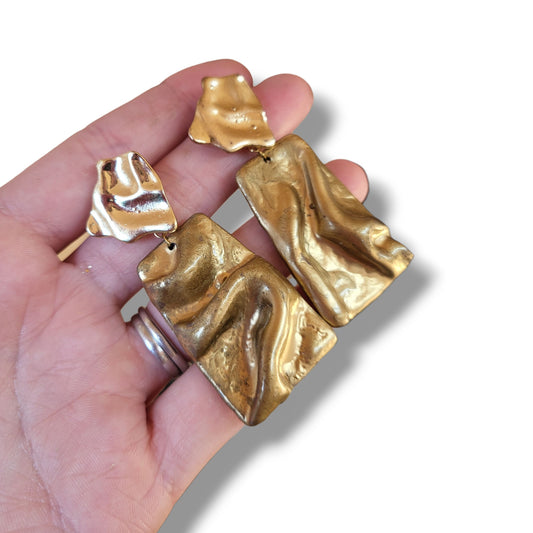 Draped Gold Statement Earrings