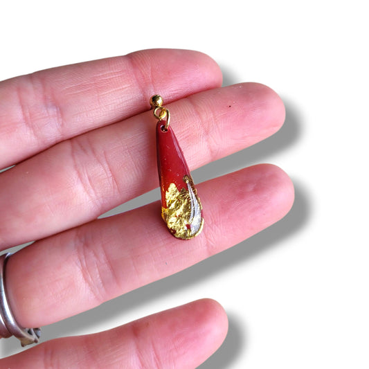 Dúil Deep Red and Gold Drop Dangle Earrings