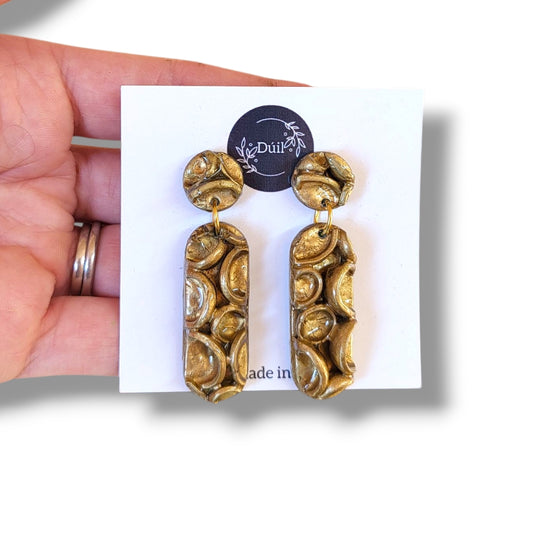 Gold Textured Dangle Earrings