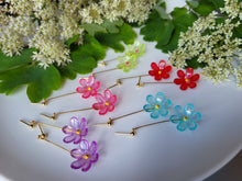 Load image into Gallery viewer, Red frosted flower dangle drop earrings - Dúil
