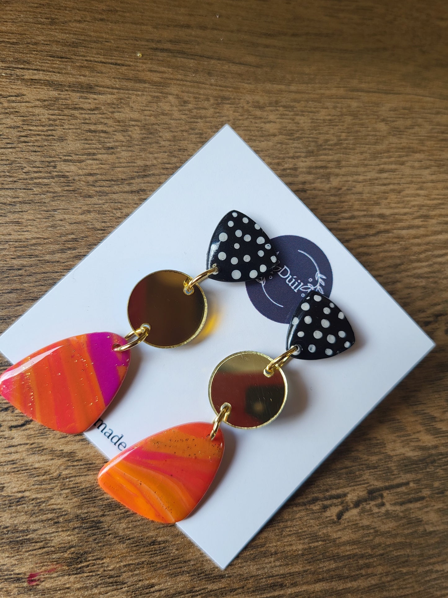 Pink & Orange Swirl Dangle Earrings