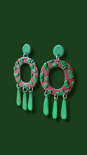 Load image into Gallery viewer, &#39;Emma&#39; Maroon and Green Dangle Earrings - Dúil
