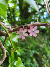 Load image into Gallery viewer, Pink frosted flower hook earrings - Dúil

