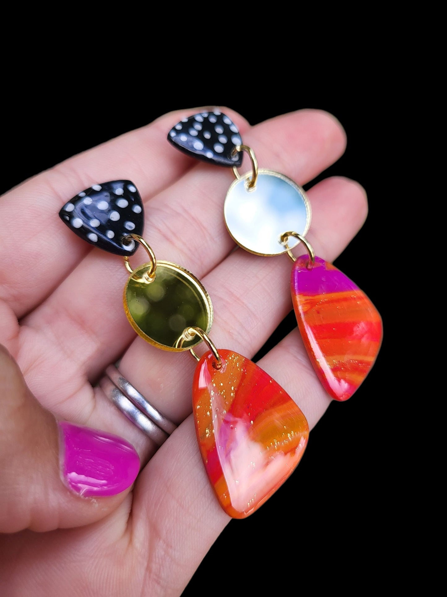 Pink & Orange Swirl Dangle Earrings