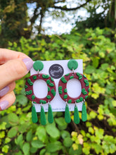 Load image into Gallery viewer, &#39;Emma&#39; Maroon and Green Dangle Earrings - Dúil

