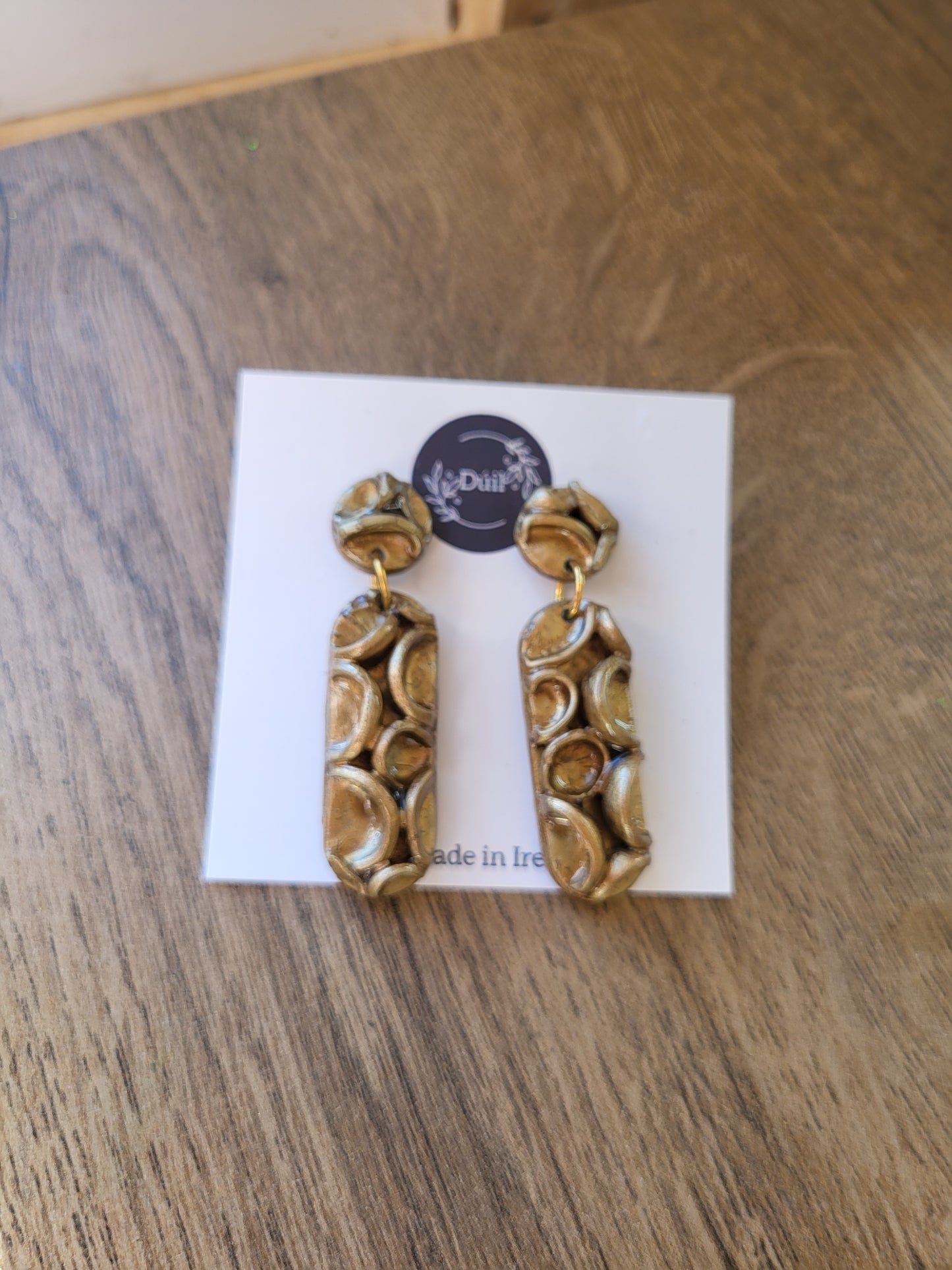 Gold Textured Dangle Earrings