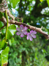 Load image into Gallery viewer, Purple frosted flower hook earrings - Dúil
