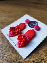 Load image into Gallery viewer, Red &amp; Pink Bloom Dangle Earrings - Dúil
