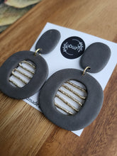 Load image into Gallery viewer, Grey &amp; gold statement dangle earrings - Dúil
