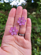 Load image into Gallery viewer, Purple frosted flower hook earrings - Dúil
