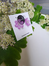Load image into Gallery viewer, Purple frosted flower hook earrings - Dúil
