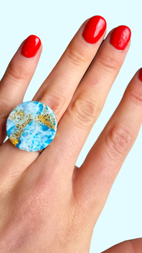 Blue adjustable statement ring | Dúil Jewellery - Dúil