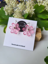 Load image into Gallery viewer, Pink frosted flower hook earrings - Dúil
