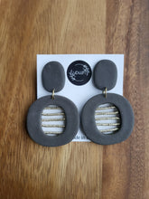 Load image into Gallery viewer, Grey &amp; gold statement dangle earrings - Dúil
