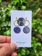 Load image into Gallery viewer, Nicole crackle gold on blue dangle earrings - Dúil
