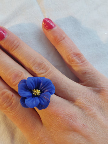 Dúil Cobalt Blue flower ring - Dúil