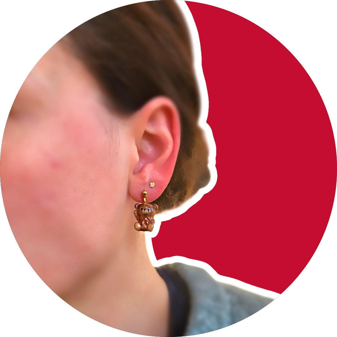 Dangling Teddy Bear Earrings