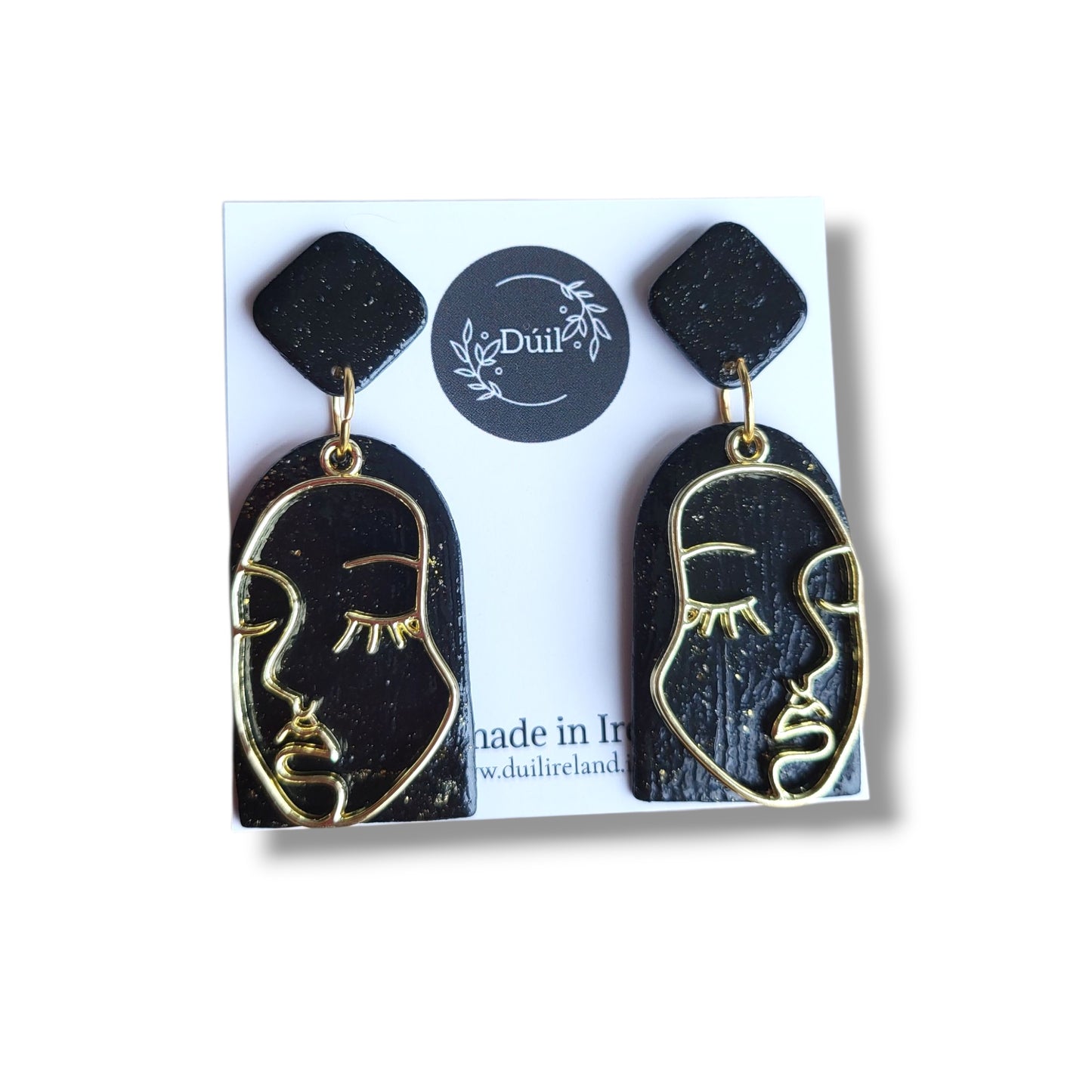 Dúil Black & Gold Boho face earrings