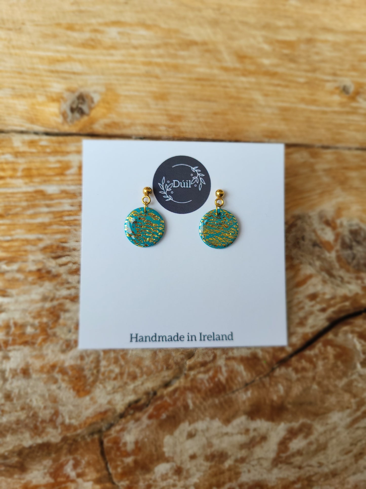 Peppermint Crackle Dainty Dangle Earrings