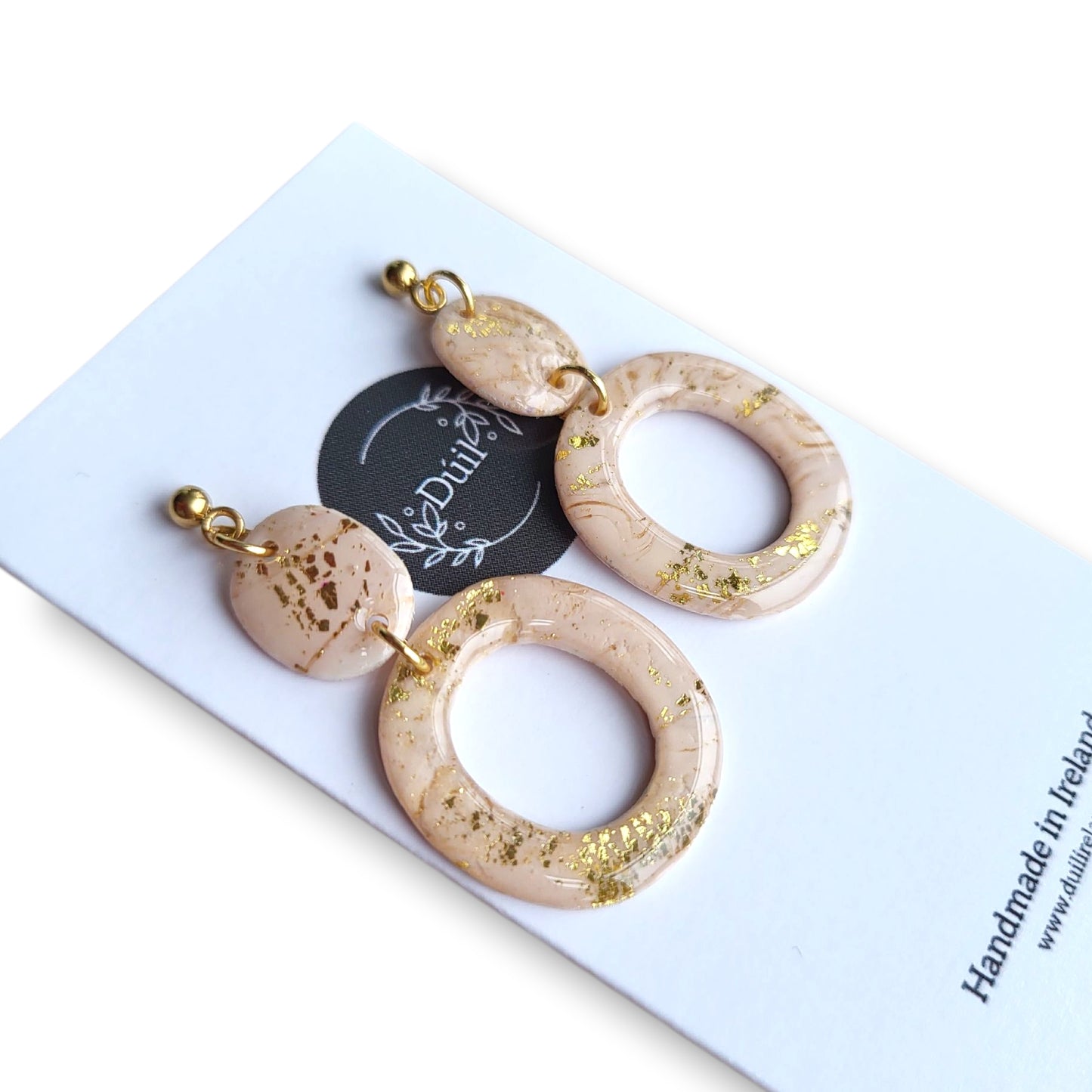 Dúil Golden Days Blush & Gold Flake Dangle Earrings