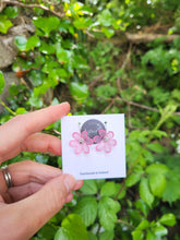 Load image into Gallery viewer, Pink frosted flower hook earrings - Dúil
