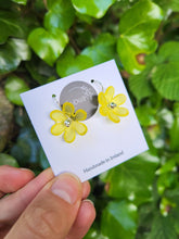 Load image into Gallery viewer, Yellow frosted flower hook dangle earrings - Dúil
