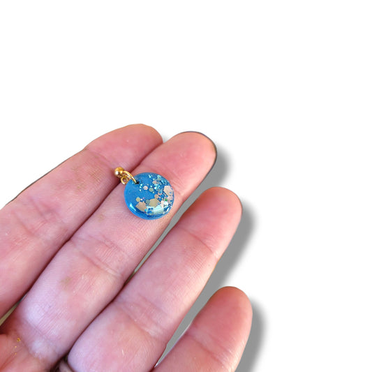 Blue Shimmer Dainty Dangle Earrings with Gold posts