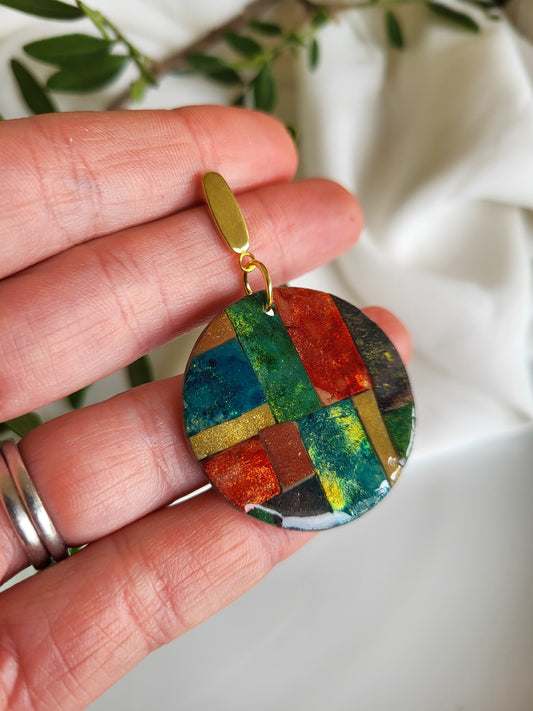 Dúil "Building with colour" statement circle dangling earrings - Dúil