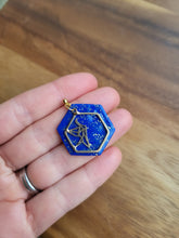Load image into Gallery viewer, Blue and gold origami bird earrings - Dúil
